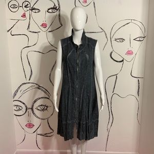 Black Wash-Out Linen Dress